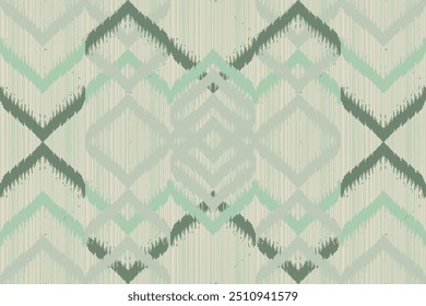 Green background printing Ikat pattern,Ikat chevron, Paisley pattern, Vector element, Abstract Vector,Batik, fabric embroidery, Ethnic pattern,Ogee, Geometric ethnic, Seamless textile, native american