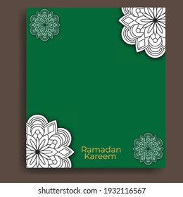 Green background ramadan kareem template. Great vector for social media greeting cards, sales promotion, web product marketing etc.