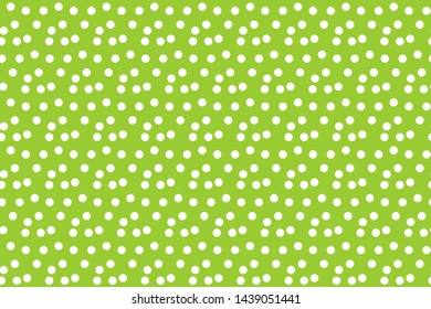 Green background random scattered circle dots seamless pattern. Vector illustration.