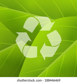 Green background with recycling symbol