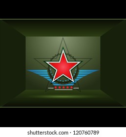 Green background with red star