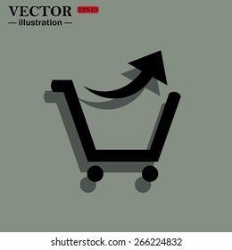 Green background.  remove from the shopping cart, vector illustration, EPS 10