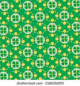 fondo verde con hoja abstracta de círculo repetida