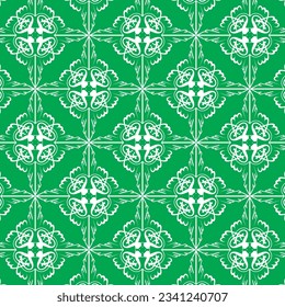 green background with repeated white abstract align pattern