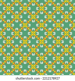 fondo verde con patrón abstracto amarillo repetido