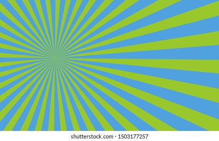 green Background with retro rays. Color abstract ray star burst background pattern design . Vector illustration