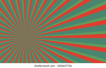 Green Background with retro rays. Vintage backdrop, boom, comic, circus pattern. Cartoon pop art template. Vector