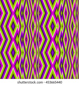 Green background with rhombuses (motion illusion). Seamless pattern.