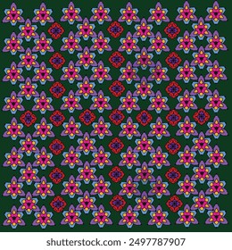 Green background, seamless floral pattern