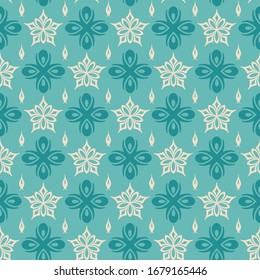 Green background with seamless pattern in retro style, vector