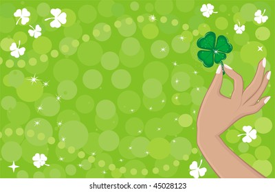 Green background with shamrock