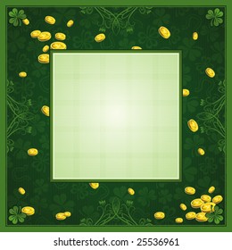 green background with shamrock and   golden coins