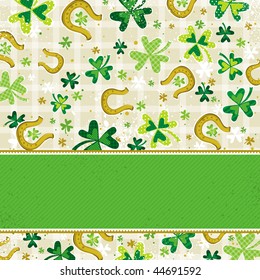 green background with shamrock, vector illustration