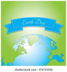 Green background with a silhouette of our planet and a ribbon