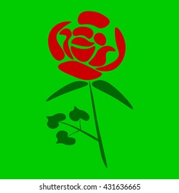 green background with silhouette of rose