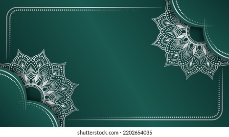 Green background  with silver ornament
