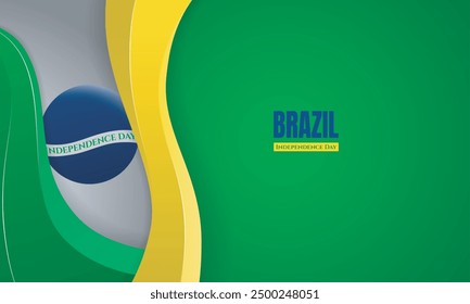 Green background with simple 3d of green and yellow shape with brazil emblem in green gradient background. Good template for brazil independence day