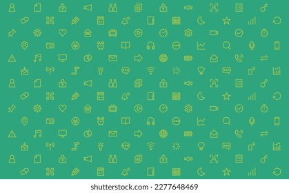 Fondo verde con patrón de icono de comunicación simple