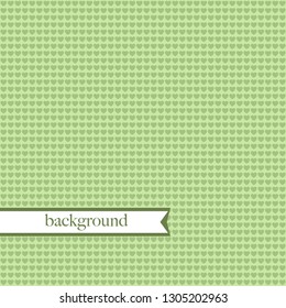 green background with small green hearts. Festive background. Happy Valentine's Day.