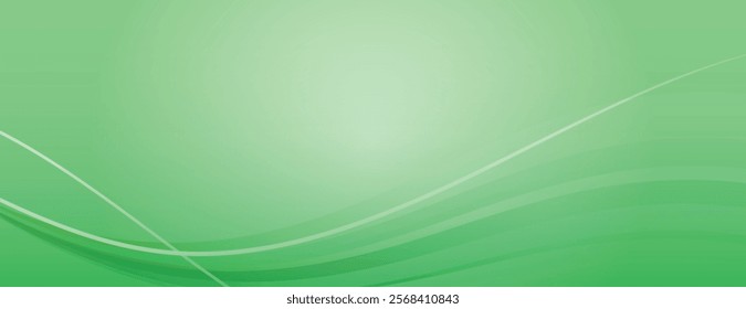 A green background with smooth, flowing lines. The background is vibrant green with a soft gradient texture. Minimal abstract wavy gradient vector background