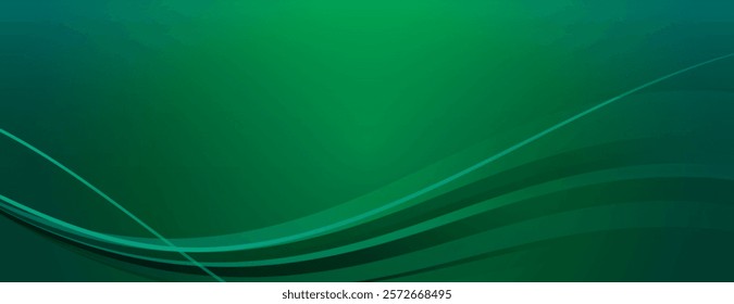 Green background with smooth gradient and flowing wave lines. The background is vibrant green with a sleek, modern texture. Minimal abstract wavy gradient vector background