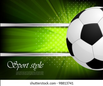 Green background with soccer ball and rays