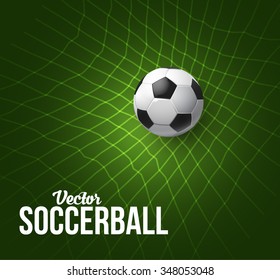Green Background with Soccer Ball. Vector Illustration.