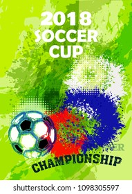 Green background with soccer cup 2018 / Soccer cup 2018 ( Poster, Banner, backdrops design )