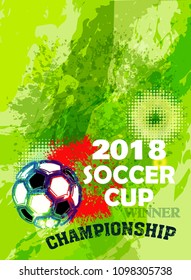 Green background with soccer cup 2018 / Soccer cup 2018 ( Poster, Banner, backdrops design )