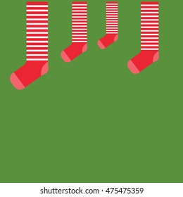 green background with socks for presents Christmas theme. It can be used to place text