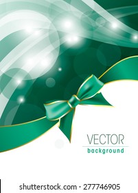 Green background with sparkles and a bow.