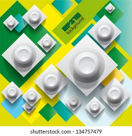 green Background with squares. Abstract illustration