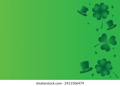 The green background of St. Patrick for holiday congratulations. The celebration of St. Patrick's Day, beer festival, Irish traditions. Vector illustration.