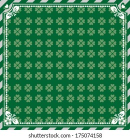 Green background for St. Patrick's Day in Vintage frame. Vector Version 