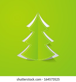 green background with a stylized fir tree
