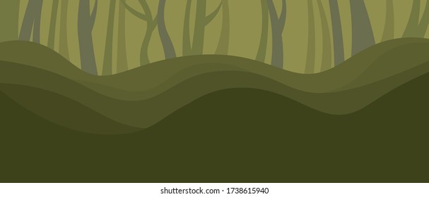 Grüner Hintergrund. Sumpf, Bäume, Umwelt. Sumpffarbe.