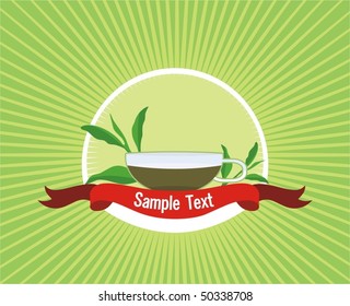 Green background with green tea leaves