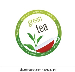 Green background with green tea leaves