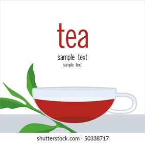 Green background with tea leaves