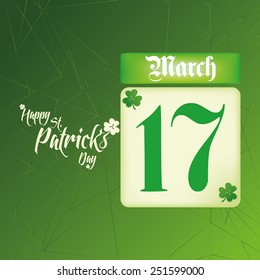 a green background with text and a calendar for patrick's day