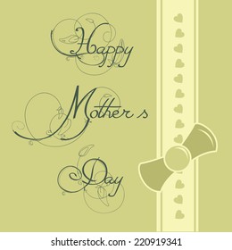 a green background with text, hearts and a ribbon for mother's day