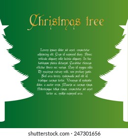 a green background with text and a white silhouette of a christmas tree