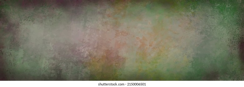 Green background texture. Old vintage background vector. Grunge stained border design. Abstract green wall or paper.