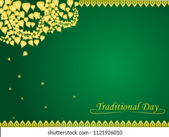 green background in Thai style art on bright greens backgrounds with copy space, illustration vector eps10