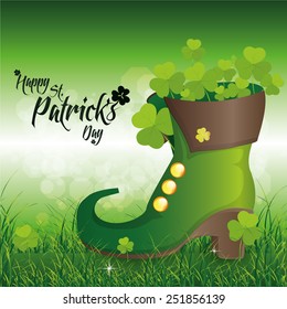a green background with traditional boots and text for patrick's day