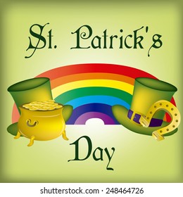 a green background with a lot of traditional elements for patrick's day