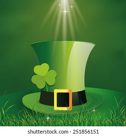 a green background with a traditional hat for patrick's day
