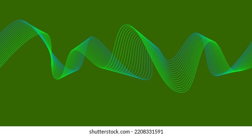 Fondo verde Líneas de onda turquesa de fondo verde Diseño de ondas de flujo Resumen de onda de sonido ecualizador digital. Flujo. Ilustración de vectores de línea para el fondo del concepto de innovación tecnológica futurista Diseño gráfico