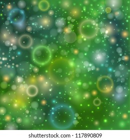 Green background with twinkly lights. EPS10