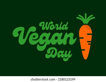 Green background. Typography of World Vegan day badge collection. Fit for label, badge, symbol. Vector eps 10.